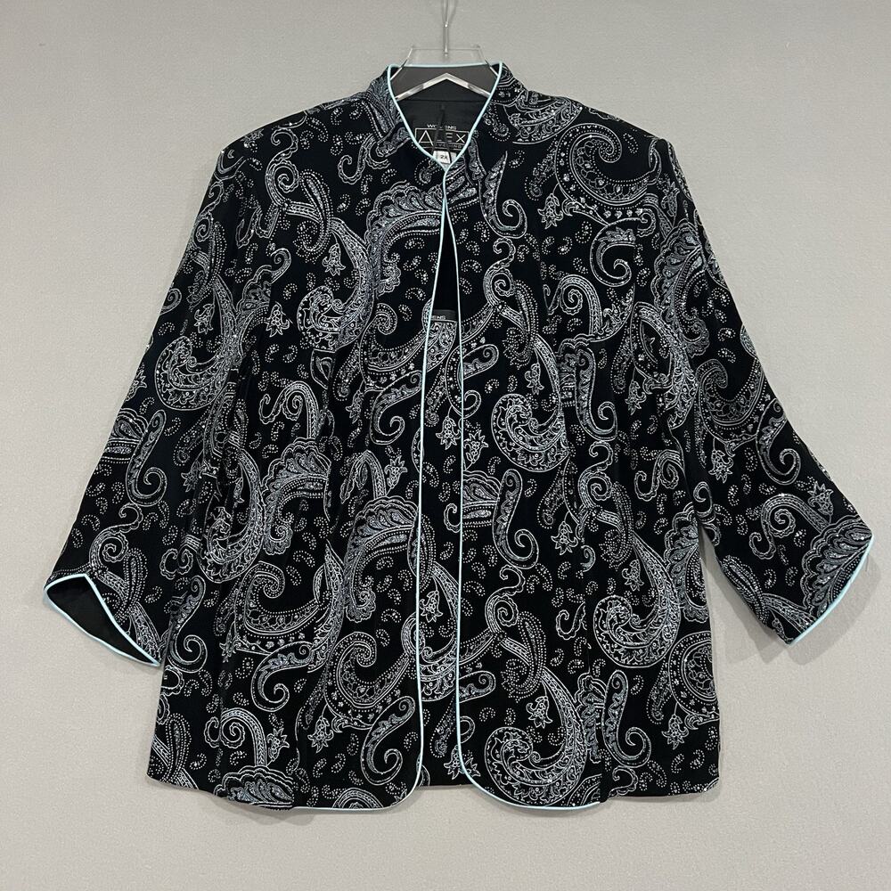 Alex Evenings Cardigan Cami Set 2X Black Paisley Glitter Wedding Formal Event